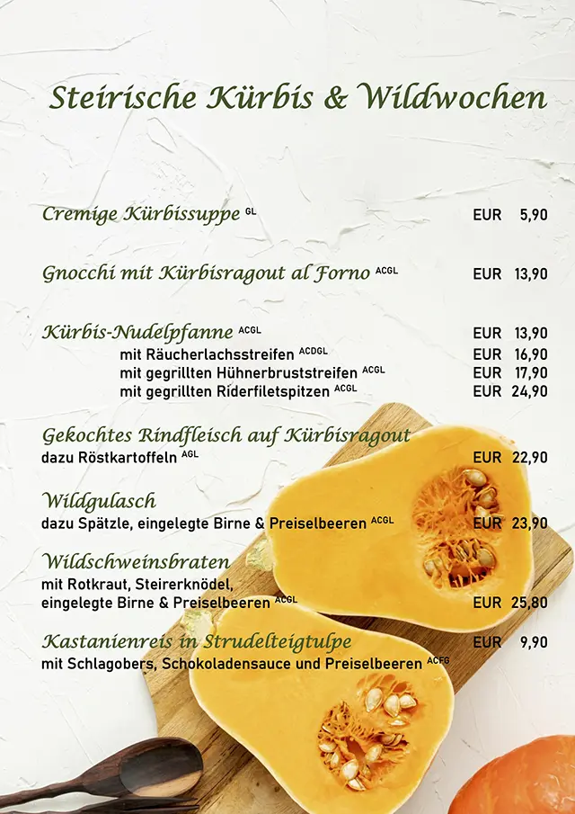Herbstspezialitäten im Restaurant Rudolf Graz
