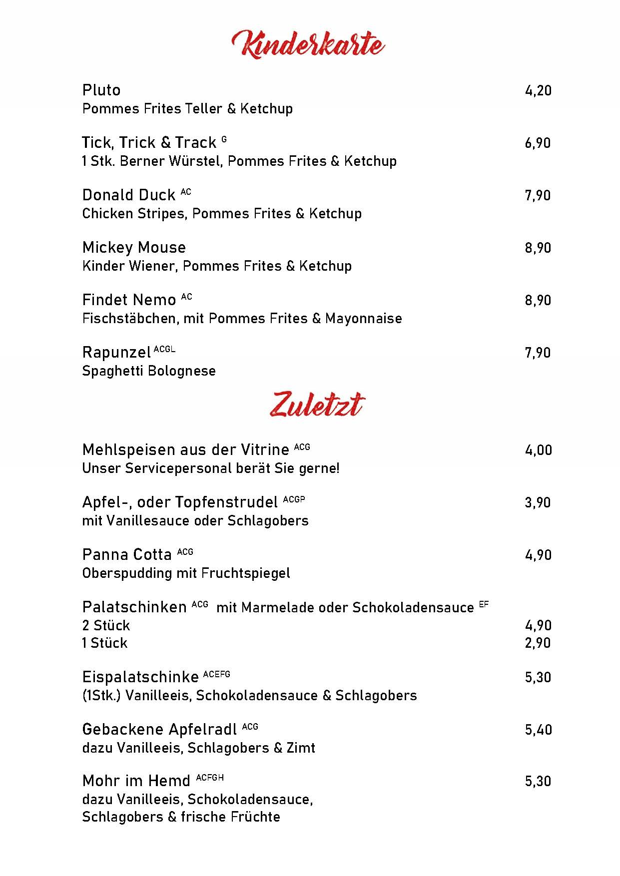 Rudolf Speisen Kindergarte und Süsses 